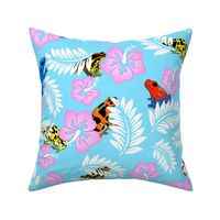 hawaiian frogs on light blue