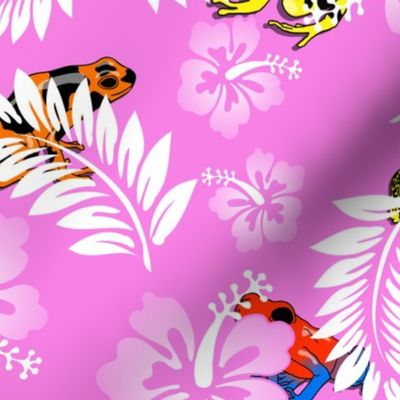 hawaiian frogs on pink