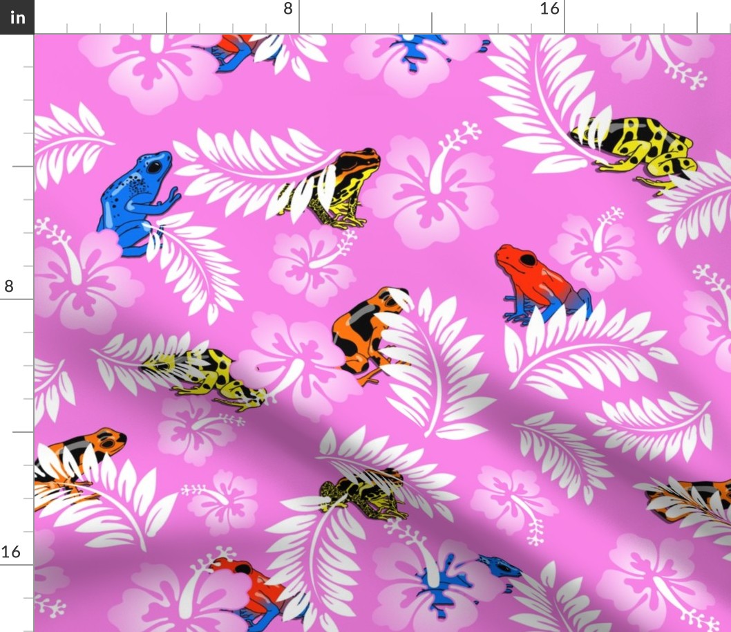 hawaiian frogs on pink