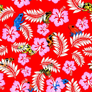 hawaiian frogs on red