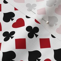 Small Dark Red and Black Playing Card Suits on White