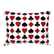 Medium Dark Red and Black Playing Card Suits on White
