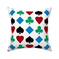 Medium Four Color Playing Cards Suits on White