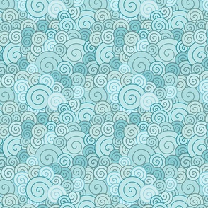 Serene blue swirls evoking ocean waves.