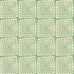 Bohemian Sandcastles:  Cream on Green squares [Medium Scale] SF ID 9351156