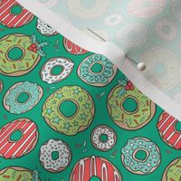 Christmas Holidays Donuts with Stars & Sprinkles on Green 50% Smaller