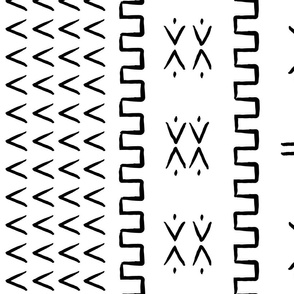 mud cloth - arrow & cross - black and white - mud cloth inspired home decor wallpaper - LAD19