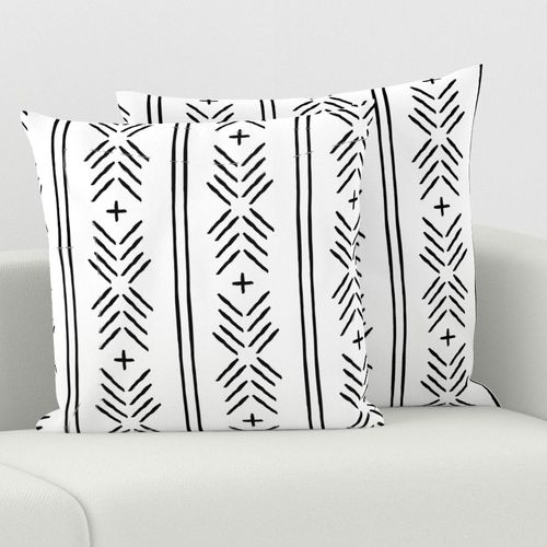 mud cloth arrow stripes - black and white - mudcloth tribal - LAD19