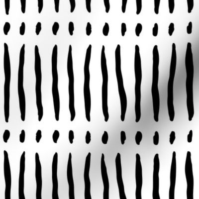 vertical dash mud cloth stripes - black and white - mud cloth inspired home decor wallpaper - LAD19