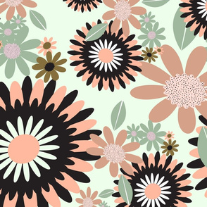 Geometric Florals with mint background