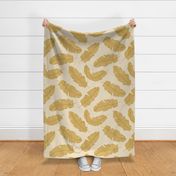 large tropical banana palm leaves - mustard yellow gold & sand buff beige