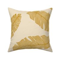 large tropical banana palm leaves - mustard yellow gold & sand buff beige