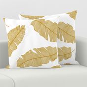 large tropical banana palm leaves - crisp white and mustard yellow gold 