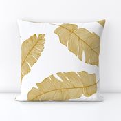 large tropical banana palm leaves - crisp white and mustard yellow gold 