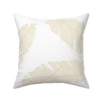 large tropical banana palm leaves - crisp white and sand buff beige