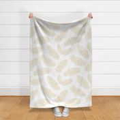 large tropical banana palm leaves - crisp white and sand buff beige