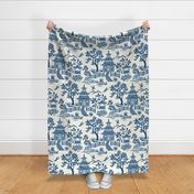 Chinoiserie Pagoda Blue on White