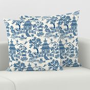 Chinoiserie Pagoda Blue on White