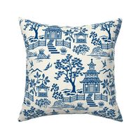 Chinoiserie Pagoda Blue on White