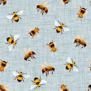 Honey Bees // Geyser Blue Linen