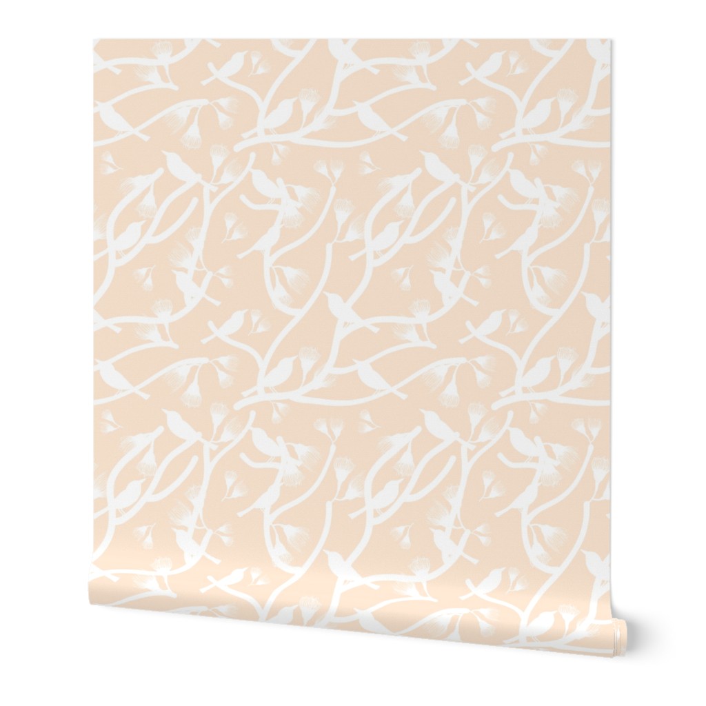 Bushland Spring - white on creamy beige, large 