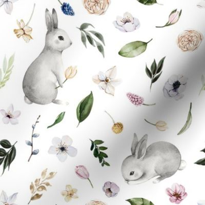 Spring Bunnies // White - Easter