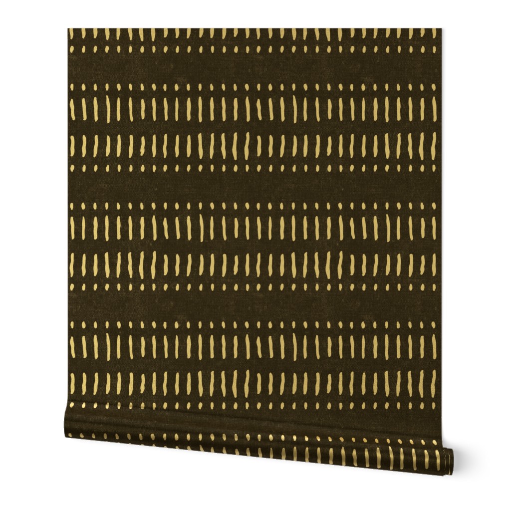 dash dot stripes on onyx - mudcloth inspired home decor wallpaper - LAD19
