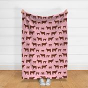 red angus fabric - angus cattle, angus fabric, cow fabric, cattle fabric - pink