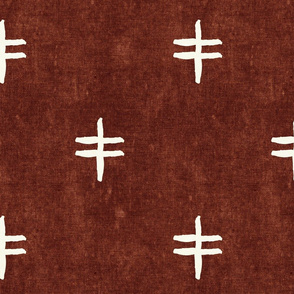 double cross - mud cloth - rust - mudcloth tribal - LAD19
