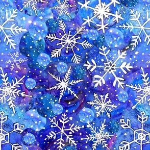 Watercolor Snowing Snowflakes Navy Blue and White Tissue Paper
