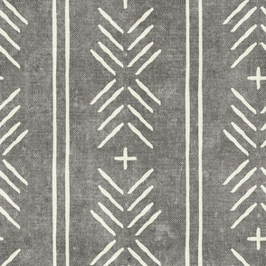 mud cloth arrow stripes - grey - mudcloth tribal - LAD19