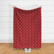bearded collie fabric - black bearded collie, dog fabric, - red