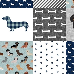 LARGE - dachshund pet quilt b dog breed silhouette cheater quilt multi coats