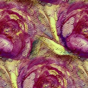 WATERCOLOR PEONIES BURGUNDY GREEN GOLD  RAINDROPS PSMGE