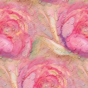 WATERCOLOR PEONIES ORIGINAL LIGHT PINK GOLD RAINDROPS PSMGE