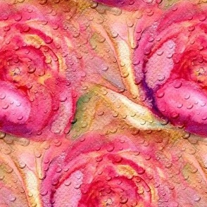 WATERCOLOR PEONIES PINK BRIGHT GOLD RAINDROPS PSMGE