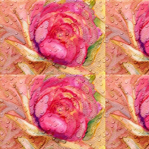 WATERCOLOR PEONY PINK BRIGHT GOLD RAINDROPS NON SEAMLESS PSMGE