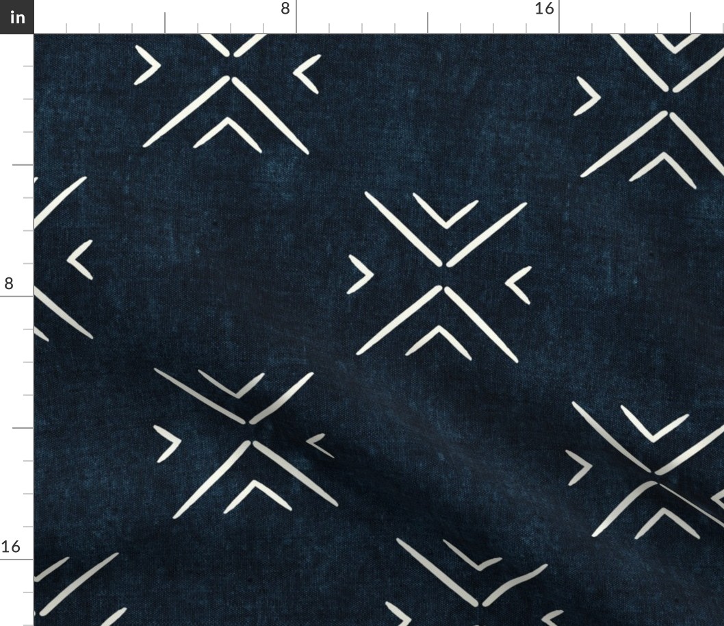 mud cloth tile simple - indigo - mud Fabric | Spoonflower