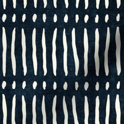 vertical dash mud cloth stripes - indigo - mud cloth inspired home decor wallpaper - LAD19