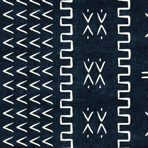 mud cloth - arrow & cross - indigo - mud cloth inspired home decor wallpaper - LAD19