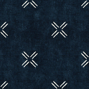 cross on indigo -  trendy mud cloth inspired home decor wallpaper - LAD19