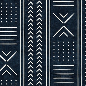 indigo mud cloth - arrow cross dot - mudcloth home decor tribal - LAD19