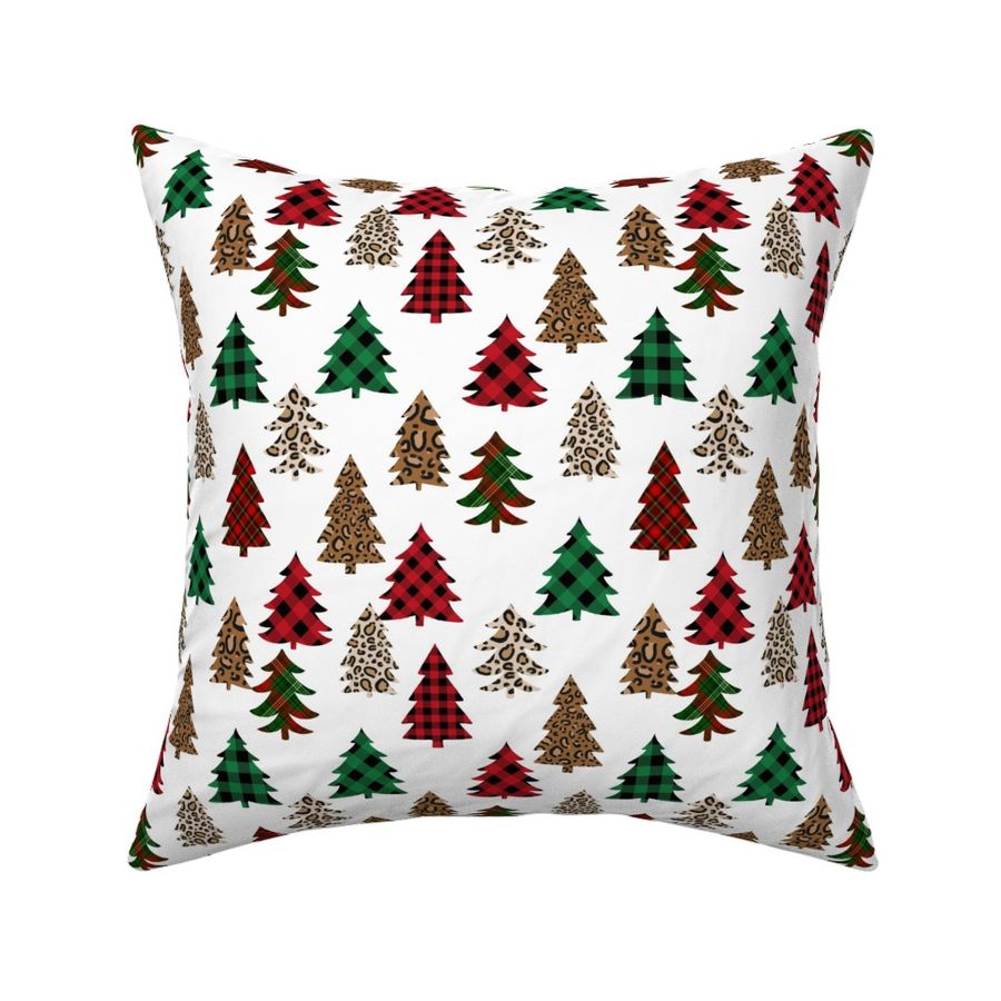 Pillow Decorative Throw Christmas Trees Stars Red White Green 
