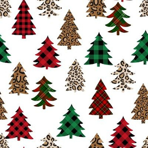 leopard print christmas trees - leopard print, buffalo plaid, red and green, christmas tree, christmas leopard print, holiday leopard - plaids