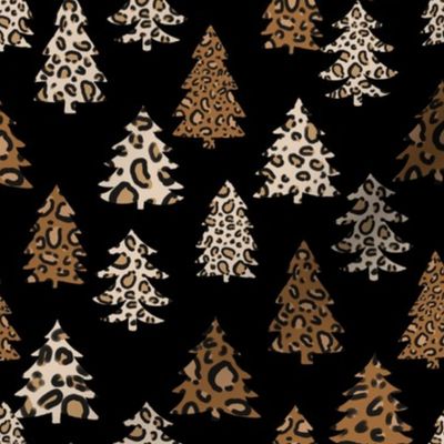 leopard print christmas trees - leopard print, christmas tree, christmas leopard print, holiday leopard -black