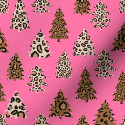 leopard print christmas trees - leopard print, christmas tree, christmas leopard print, holiday leopard - pink