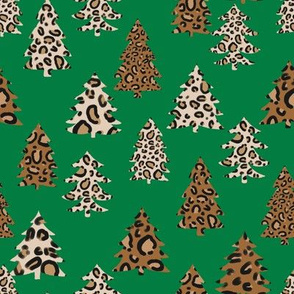 leopard print christmas trees - leopard print, christmas tree, christmas leopard print, holiday leopard -green