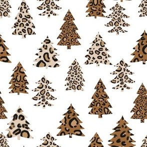 leopard print christmas trees - leopard print, christmas tree, christmas leopard print, holiday leopard - white