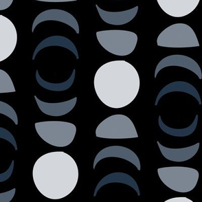 Moon Phases in Black and Gray