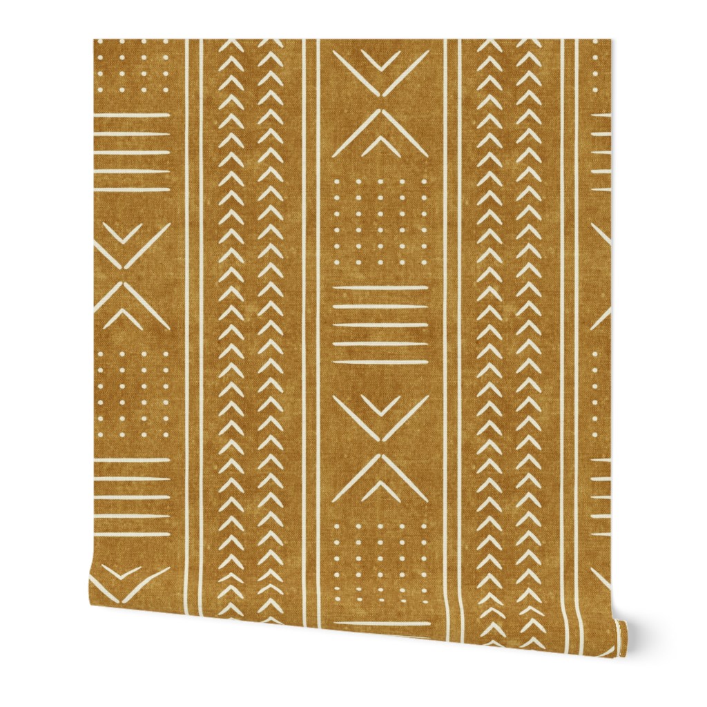 mustard mud cloth - arrow cross dot - mudcloth home decor tribal - LAD19